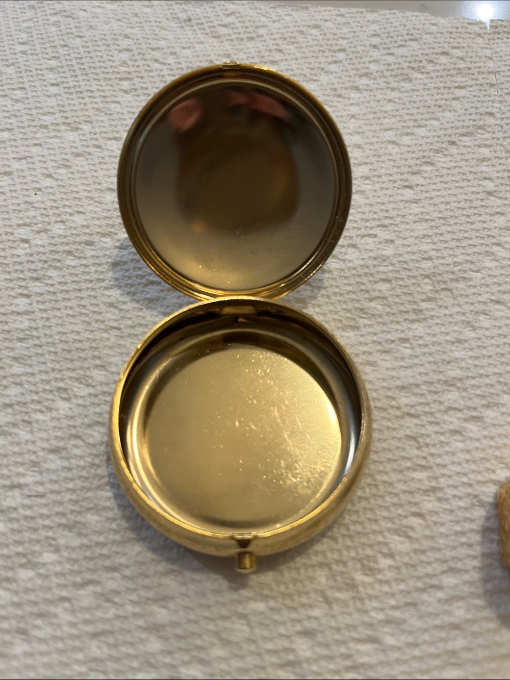 Vintage Gold Tone Trinket pill Boxes with Floral Porcelain Box - Picture 2 of 8